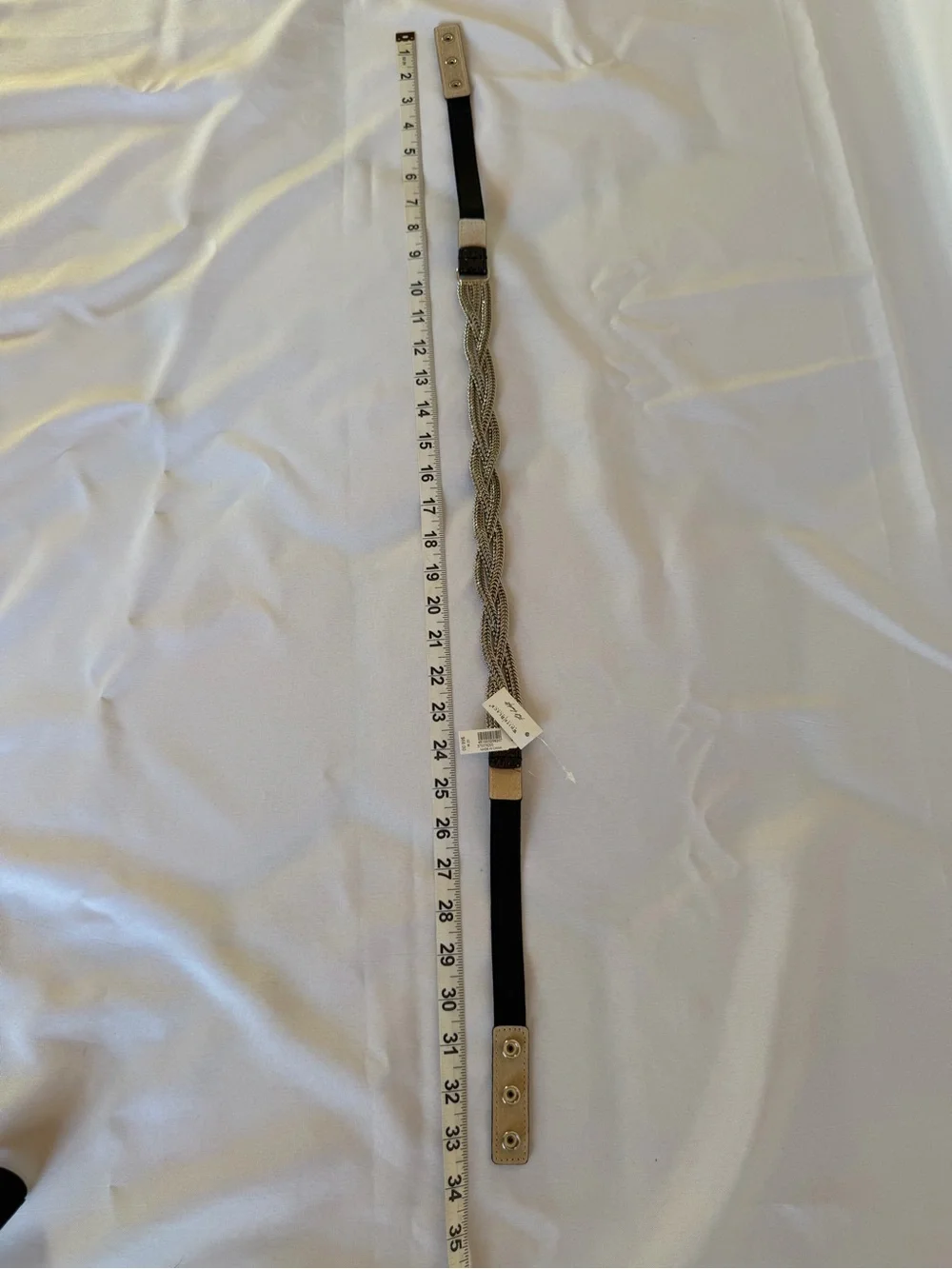 White House Black Market Silver Braided Chain Belt